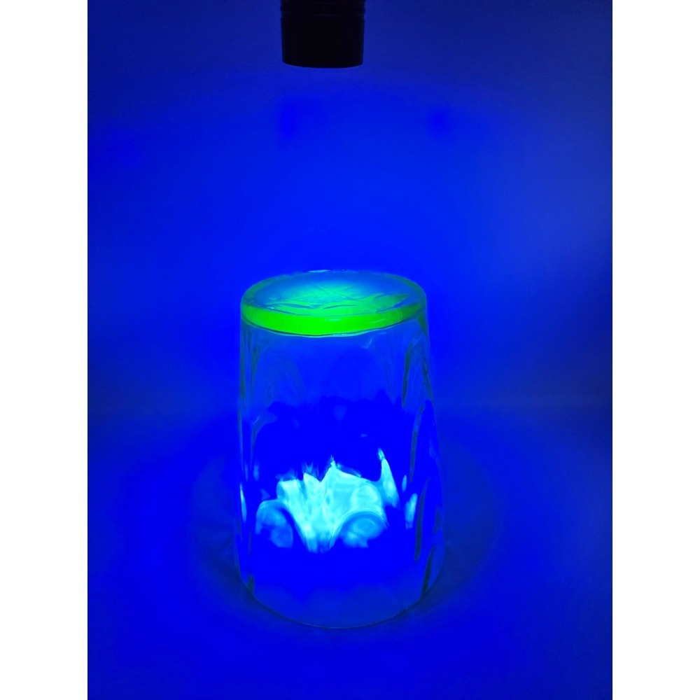 Uranium Vintage Green Glass Vase Unique Textured Design